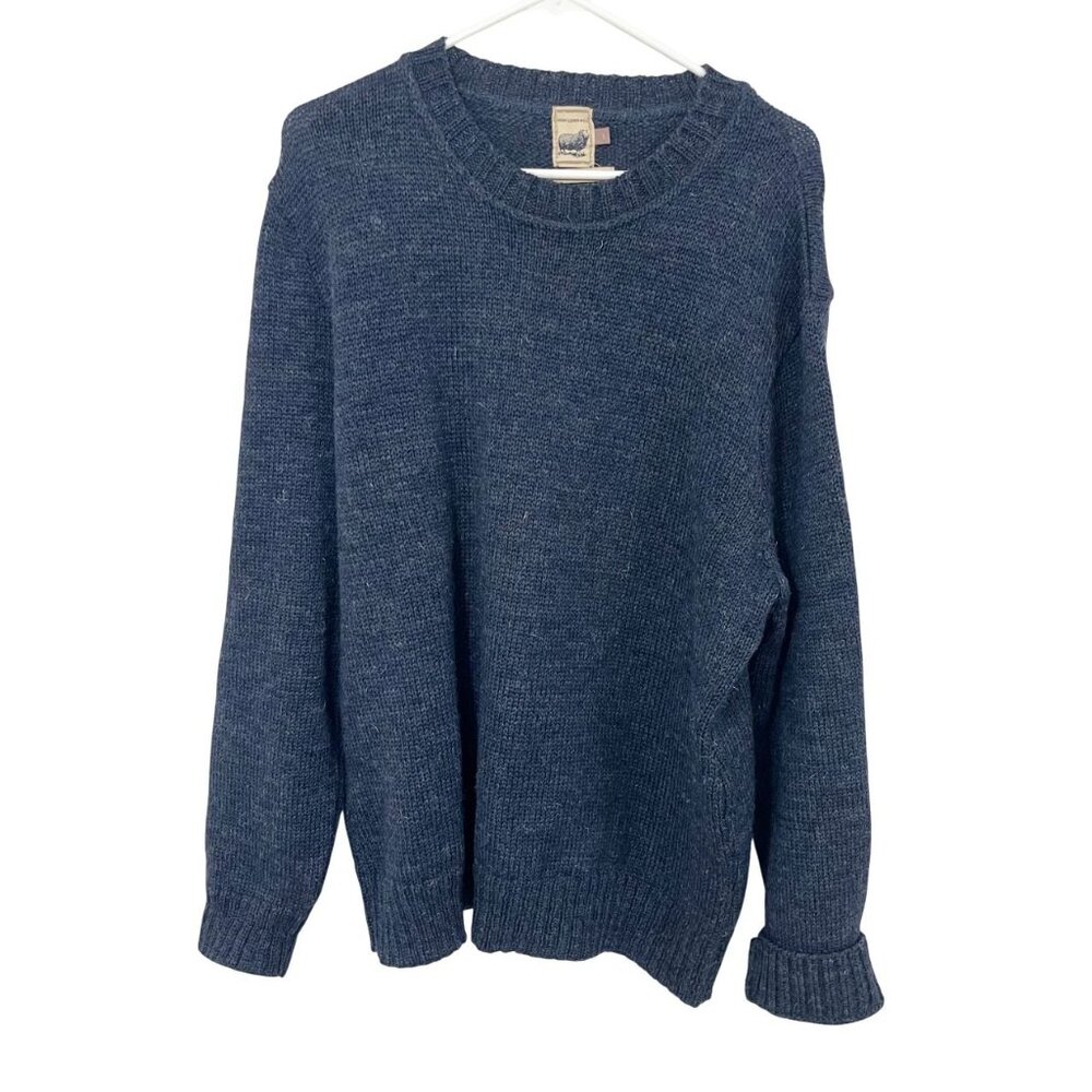 John Lewis & Co Navy Wool Pullover Crewneck Sweater Wool England Mens‎ Large